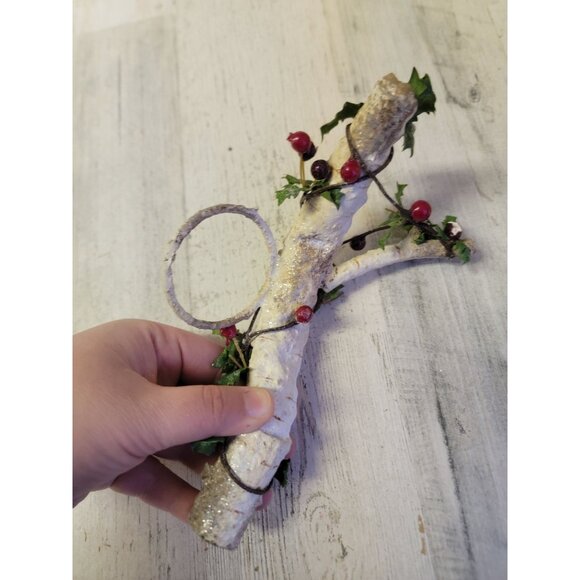 Rustic white branch mistle tea light candle holder Xmas home decor - Picture 5 of 5